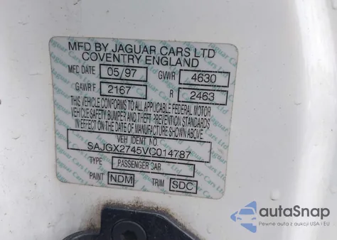 1997 Jaguar Xk8 z USA, uszkodzony, nr VIN SAJGX2745VC014787